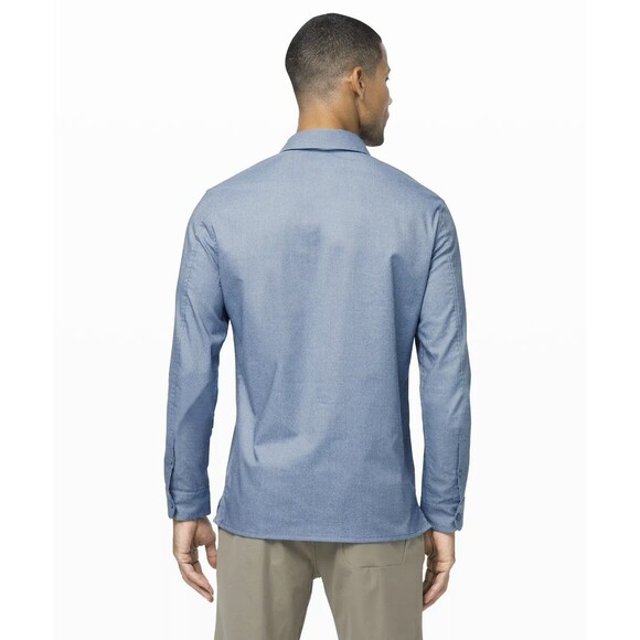 Lululemon XL Button Down Shirt Masons Peak Long Sleeve Flannel Blue commission - Picture 2 of 11